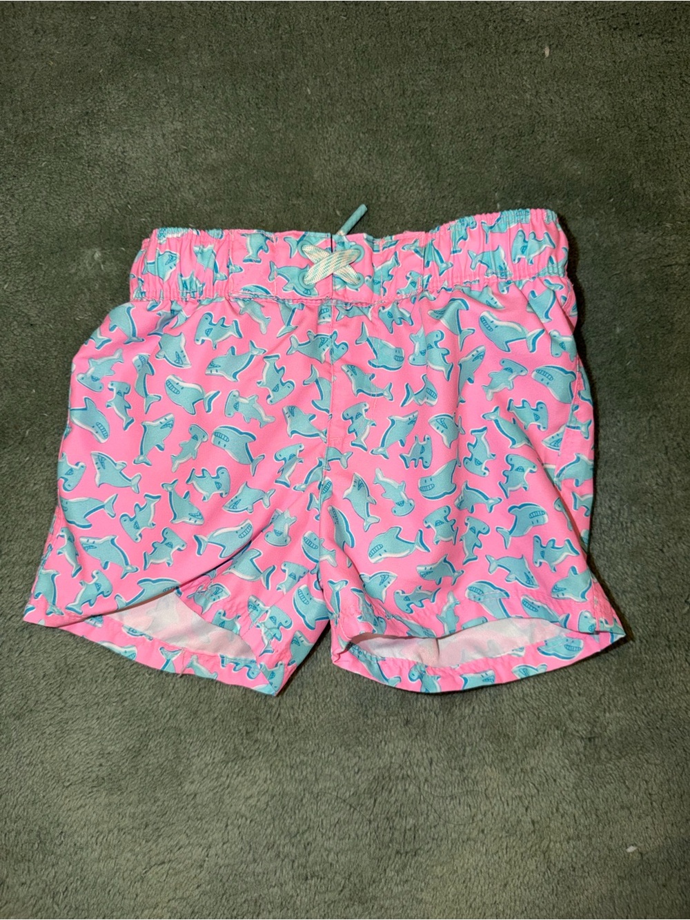 Cat & Jack Pink Swim Trunks with Blue Shark Pattern